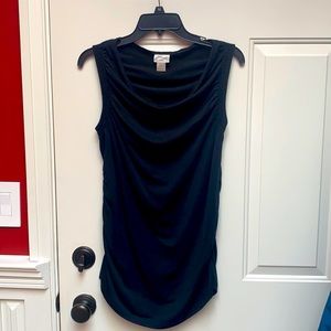 Maternity Black Sleeveless Top with Drape Neck